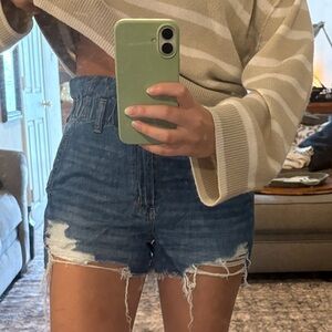 American Eagle Outfitters Distressed Blue Jean Shorts